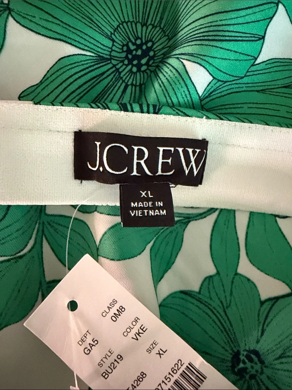 J. Crew Gwyneth Satin Green White Floral Midi Slip Skirt